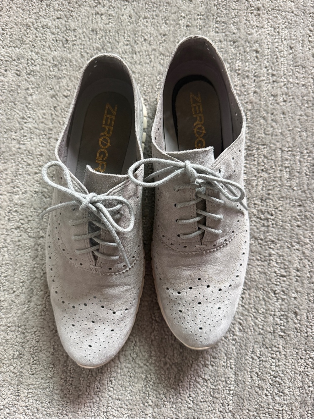 Women’s Cole Haan Zerogrand Wingtip Oxfords in Light Gray - Size 8.5